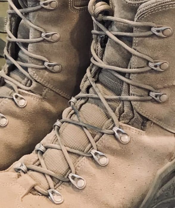 LOWA Z-8S tactical boots close up of the lacing system