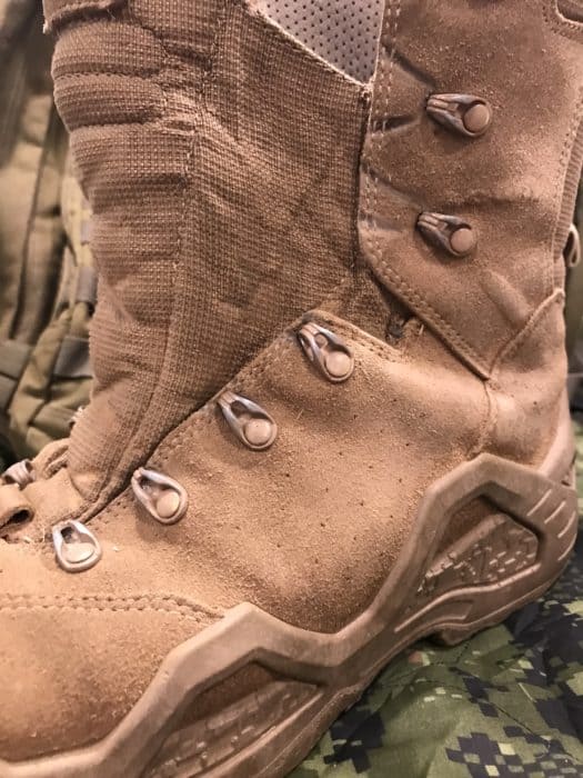 close up of the gusseted tongue on the LOWA Z-8S tactical boots