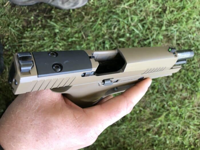 Sig Saur P320-C22 has a removable rear site plate for a red dot