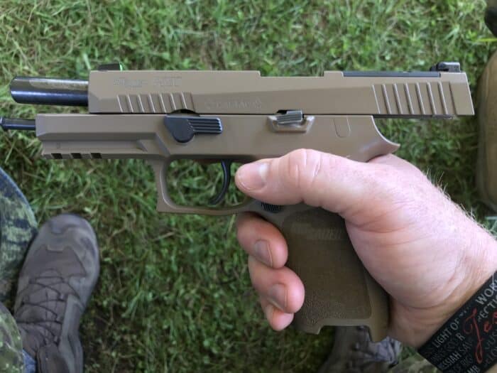 SIG Saur P320 with the slide held back