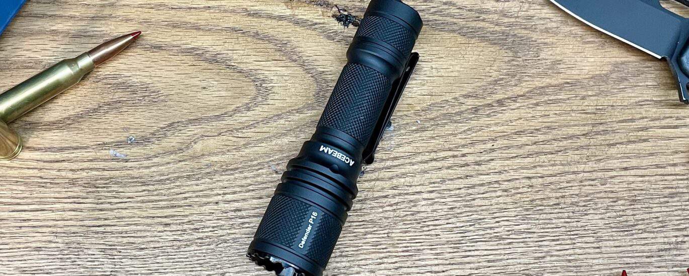 The Acebeam Defender P16 Tactical flashlight