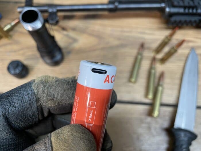 Acebeam Defender P17: A Great at Home Tactical Flashlight 16 Acebeam Defender P17 tactical flashlight comes with Acebeams 21700 5100mAh rechargeable Li-ion battery.