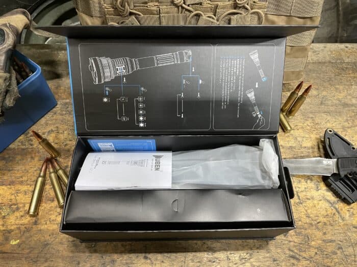 Wuben T101 Pro Review: Is It Really A Tactical Flashlight? 4 The Wuben T101 Pro hunting and Tactical flashlight being opened for the first time