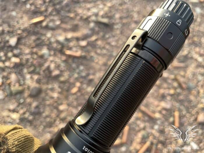 Fenix TK22 TAC Tactical Flashlight Review: Annihilate the Darkness 8 The Fenix TK22 TAC Tactical Flashlight has a solic aluminum belt clip