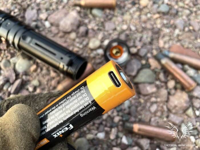 Fenix TK30 Tactical Flashlight Review: Lasers, Great For Self Defence 14 The Fenix TK30 Tactical Flashlight's battery has a Type-C plug in right on it