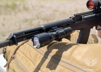 The Fenix TK22 TAC Tactical Flashlight can be mounted to either a pic rail or M-Lok