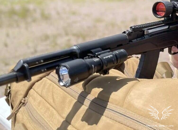 The Fenix TK22 TAC Tactical Flashlight can be mounted to either a pic rail or M-Lok