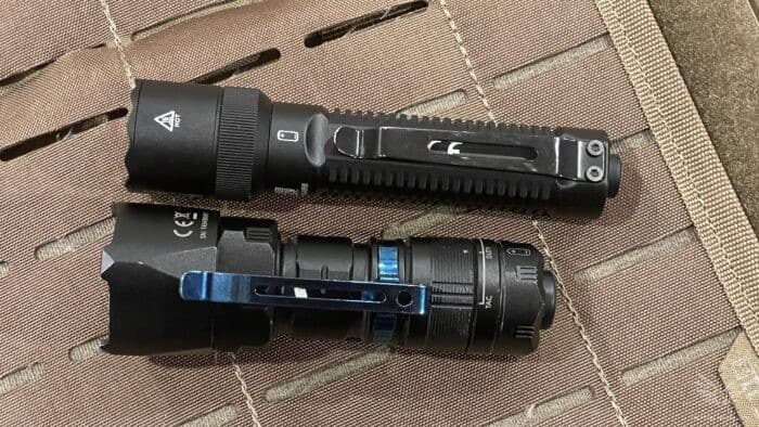 Acebeam K1 EDC Flashlight Review: Elite Power in a Pocket-Sized Package 4 comparing the K1s and T4 pocket clips.